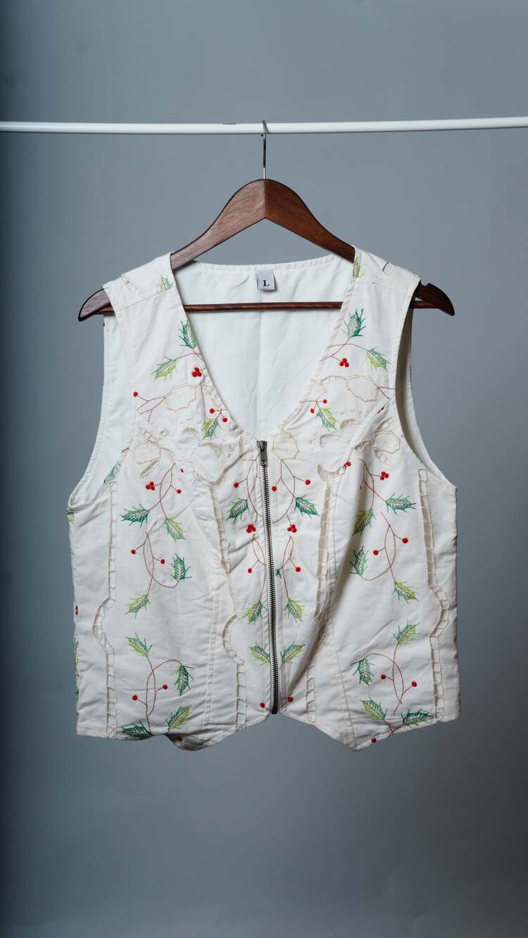Upcycled Tablecloth Vest Size L